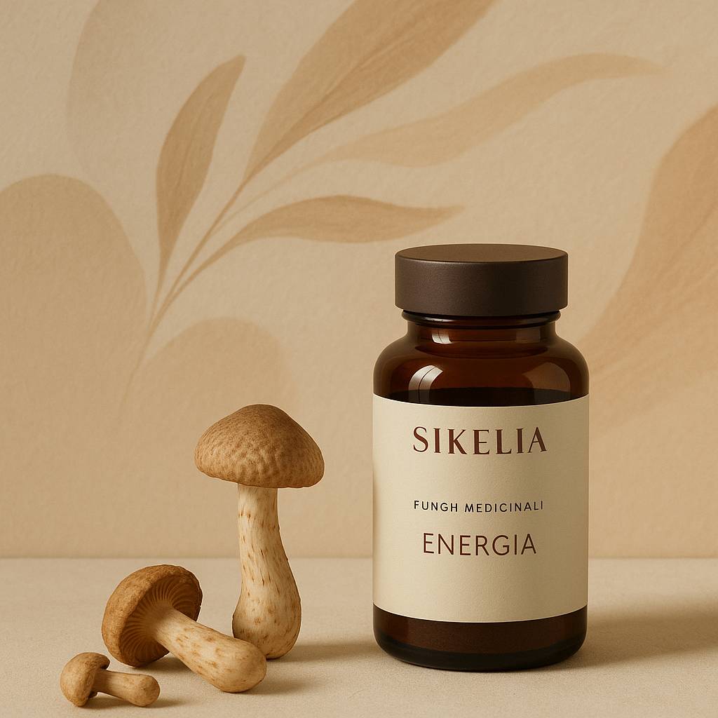 funghi medicinali per energia, Cordyceps sul fondo chiaro, immagine minimal SikeliaBio