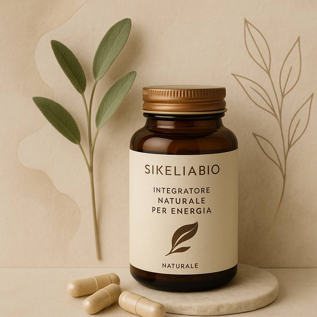 migliori integratori naturali per energia: capsule di Cordyceps SikeliaBio su fondo chiaro e pulito