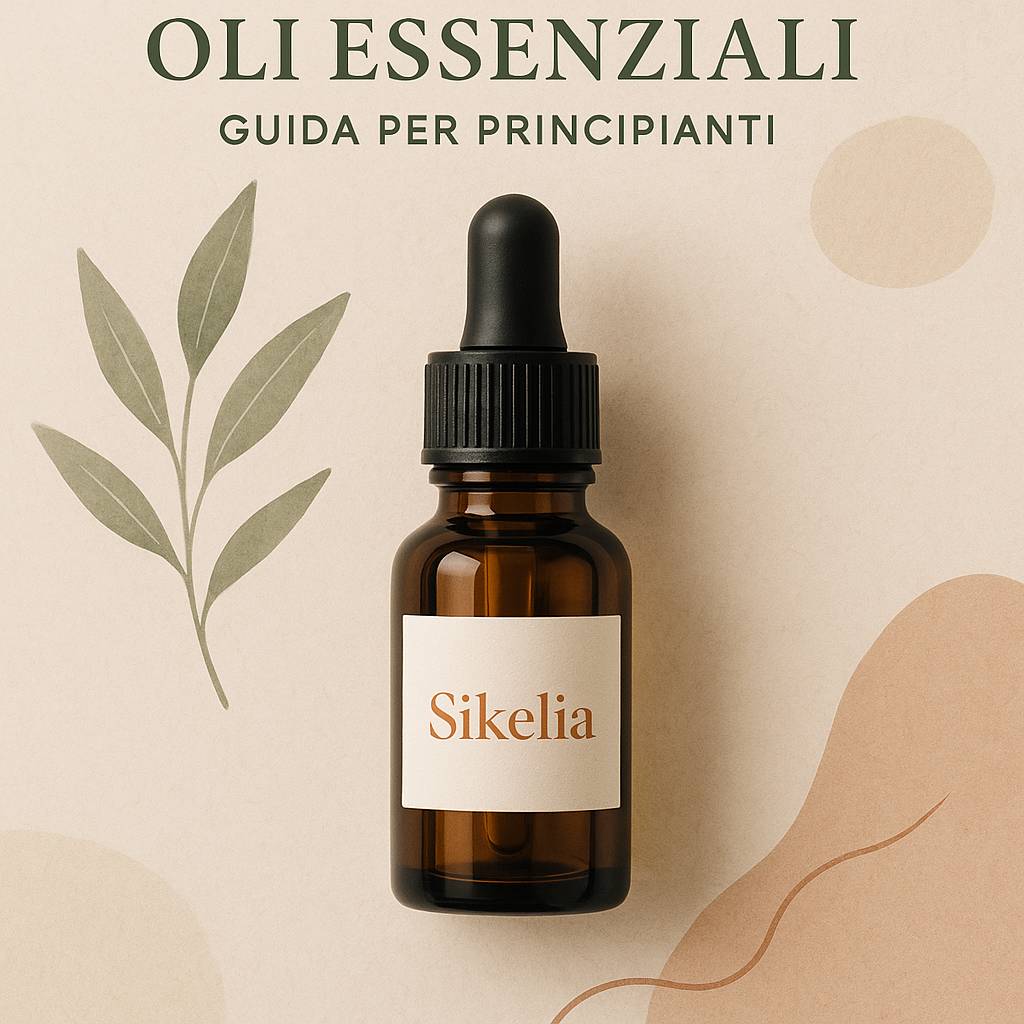 Oli essenziali: guida per principianti completa e professionale 1 oli essenziali guida per principianti: una selezione elegante di essenze SikeliaBio su fondo soft